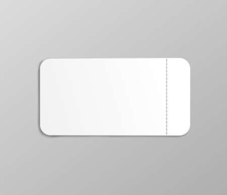 White ticket mockup with small stub perforation line - realistic boarding pass coupon or admission card design template with empty copy space. Vector illustration.のイラスト素材