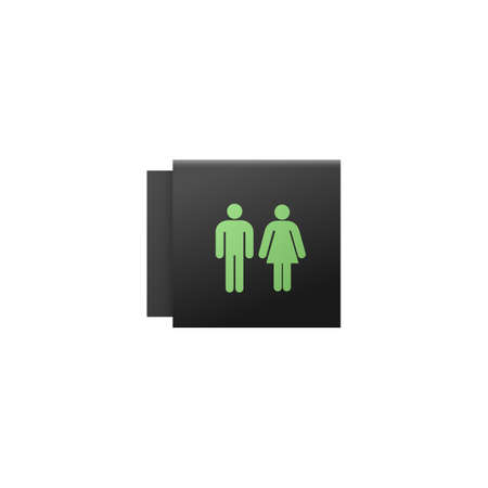 A black signage with green silhouettes of a man and a woman. Signboard for the bathroom or restroom....