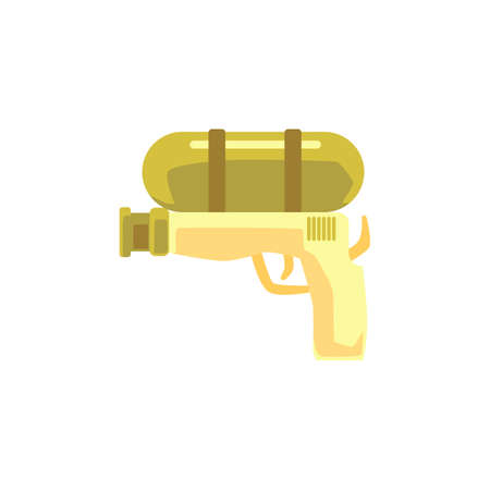 Toy water gun pistol from side view isolated on white background - green squirt gun for pool games and liquid fight. Vector illustrationのイラスト素材