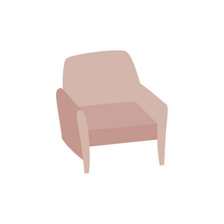 Cozy armchair - home decor furniture drawing in cartoon style. Vector illustration of empty arm chair and comfortable seat isolated on white background.のイラスト素材