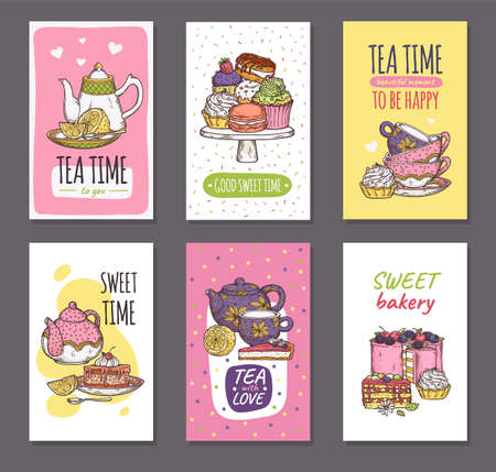 Vector of Tea and dessert time set of - ID:154950928 - Royalty Free