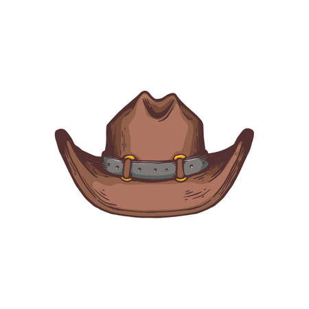 Traditional western american cowboy hat cartoon icon, sketch vector illustration isolated on white background. Hat of cowboys vintage outfit an element of men clothes.のイラスト素材