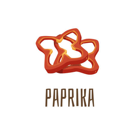 Fresh vegetable ingredient for delicious burger and hamburger. Red sugar paprika pepper for fast food meal, flat cartoon vector illustration isolated white backgroundのイラスト素材