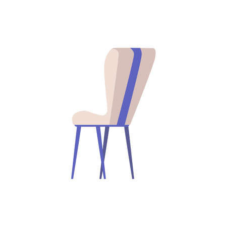 Comfortable chair or armchair with high back for office or modern home, flat cartoon vector illustration isolated on white background. Chair with puffed soft seat.のイラスト素材