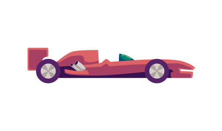 Vector isolated icon of a red racing sports car. An automobile for race or carting. Flat cartoon illustration on a white background.のイラスト素材