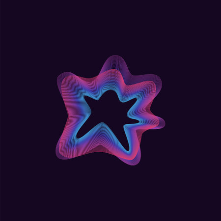 Equalizer with a music glowing circle on black background. Audio impulse of musical energy in form colorful radial digital curve. Sound neon abstract waves. Flat vector illustrationのイラスト素材
