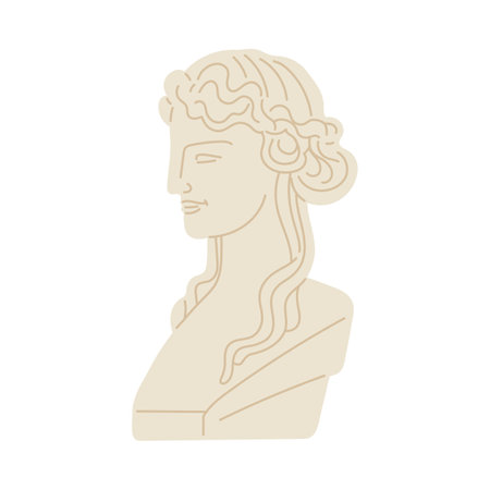 Ancient roman or ancient greek bust of beautiful young woman. Antique classical sculpture. Flat vector illustration isolated on a white background.のイラスト素材