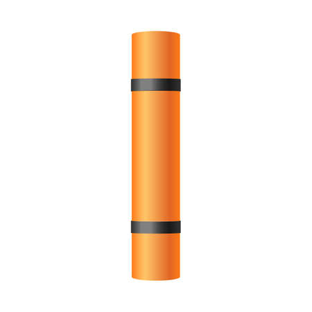 Template of orange rolled folded mat for yoga workout, realistic vector illustration isolated on white background. Yoga or pilates exercising equipment.のイラスト素材