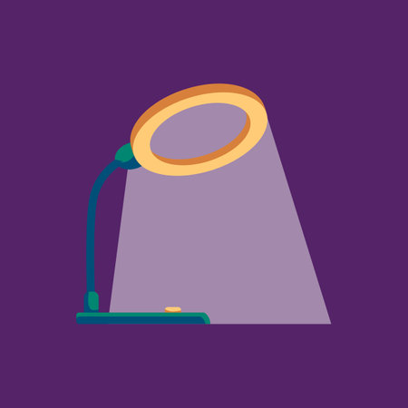 Flexible adjustable electric desk lamp with flow. Led work night spotlight, lighting equipment for workplace in office or home. Flat cartoon isolated vector illustration.のイラスト素材