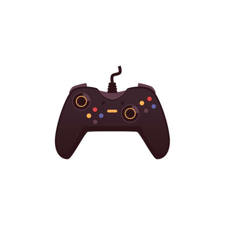 Game controller, digital console, gadget for playing computer video games. Icon of gamepad, entertainment play device for gamers. Flat cartoon vector illustration isolated on whiteのイラスト素材