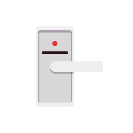 Electronic door lock close up, flat vector illustration isolated on white.のイラスト素材