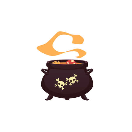 Vector illustration of witch cauldron with fly agaric in hot poison potionのイラスト素材
