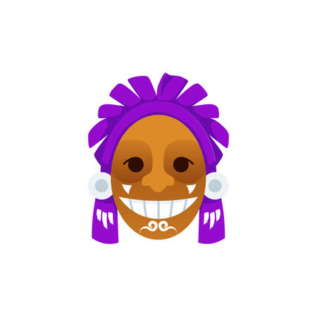 Colorful ethnic tribal religious mayan mask a vector isolated illustrationのイラスト素材
