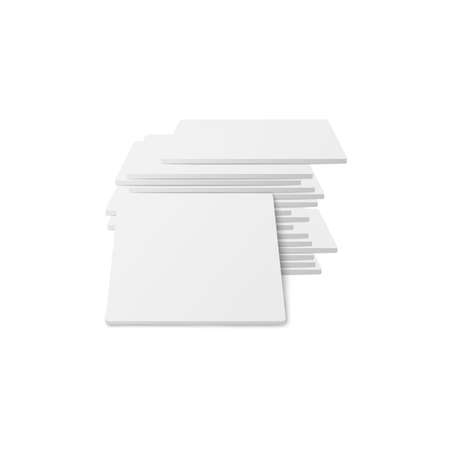 White square coaster stack, realistic mockup of stacked cardboard padsのイラスト素材