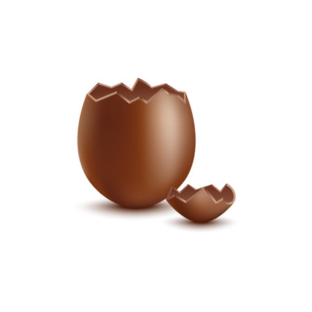Easter chocolate egg with cracked top - realistic holiday treatのイラスト素材