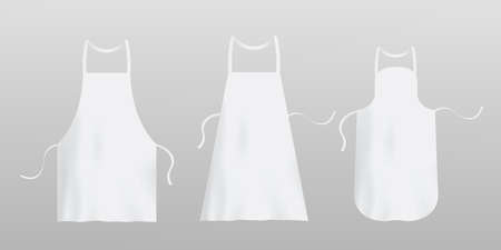 Template of white blank chef aprons, realistic vector illustration isolated.のイラスト素材