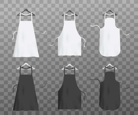 Chef aprons, white and black kitchen uniform, protective clothing for cookのイラスト素材
