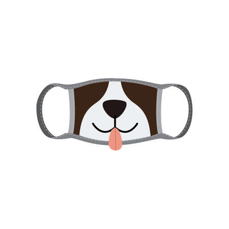 Reusable fabric mask face with dog mouth a flat cartoon vector illustration.のイラスト素材