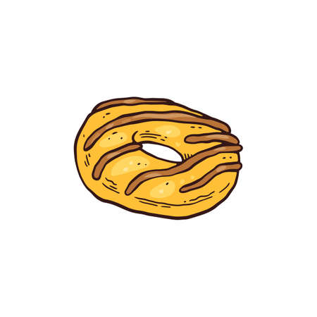 Sweet donut with chocolate glaze, delicious sugar dessert, a vector illustrationのイラスト素材