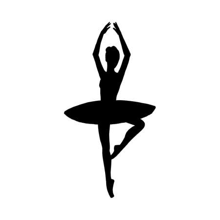 Dancing ballerina black silhouette a vector isolated illustration.のイラスト素材