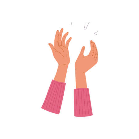 Human palms loudly applause, clap in hands a flat cartoon vector illustration.のイラスト素材