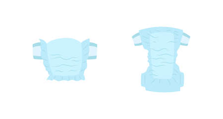 Set of folded and unfolded children diapers, flat vector illustration isolated.のイラスト素材