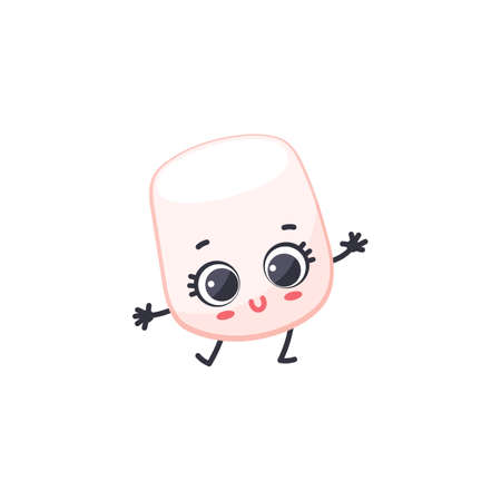 Marshmallow character with cute smiling baby face, vector illustration isolatedのイラスト素材