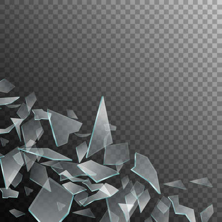 Broken glass, graphic texture from sharp shine transparent details in space.のイラスト素材