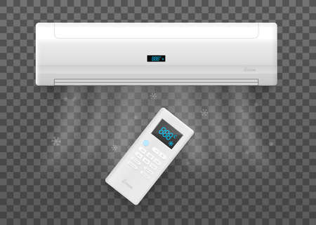Mockup air conditioner split system realistic vector illustration isolated.のイラスト素材