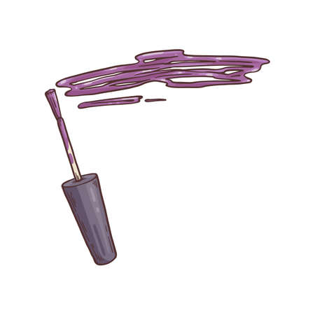 Nail enamel brush with drops of lacquer, hand drawn vector illustration isolated.のイラスト素材