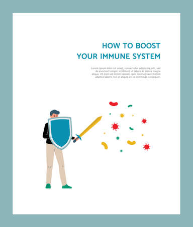 Poster or banner on how to protect the immune system flat vector illustration.のイラスト素材