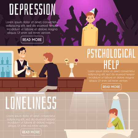 Alone sad man in stress, depression and sadness because of loneliness.のイラスト素材