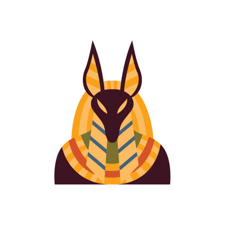 Jackal head of the ancient Egyptian god Anubis flat vector illustration isolated.のイラスト素材