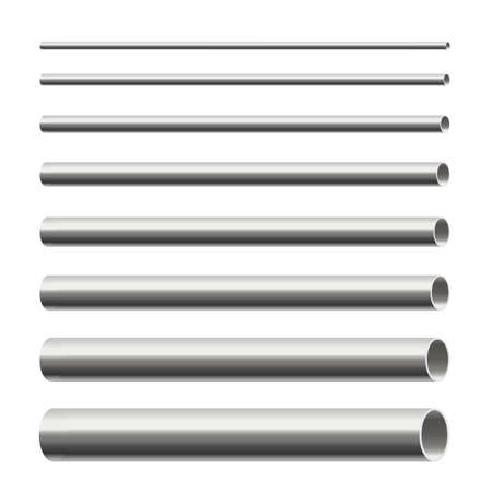 A set of steel metallic chrome pipes for construction industrial pipelines.のイラスト素材