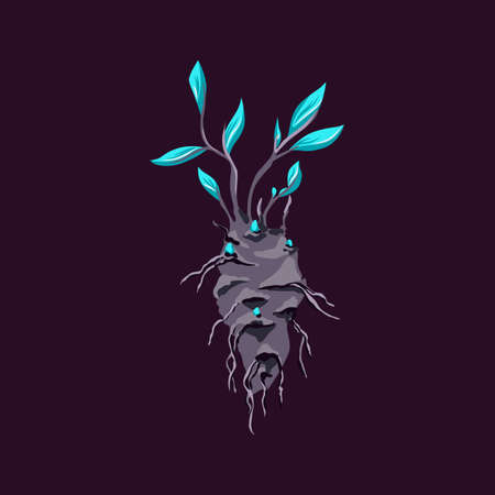 Magic plant as Mandrake root or Mandragora, flat vector illustration isolated.のイラスト素材