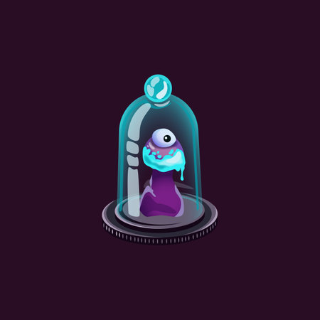 Unusual fantasy live mushroom with eye under glass cap a vector illustrationのイラスト素材
