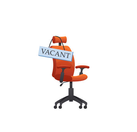 Empty vacant office chair with announcement about vacancy and hiring employeesのイラスト素材