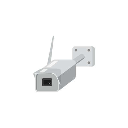 CCTV camera with athene and wall attachment, flat vector illustration isolated.
