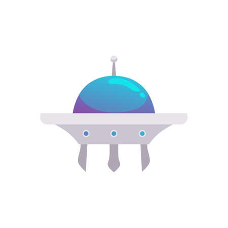 Futuristic space travel shuttle or ufo ship, flat vector illustration isolated.のイラスト素材