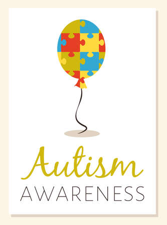 World autism awareness day with color balloon from puzzle a vector poster.のイラスト素材