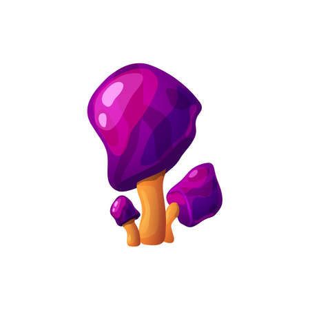 Bright purple magic fantasy mushrooms flat vector illustration isolated.のイラスト素材