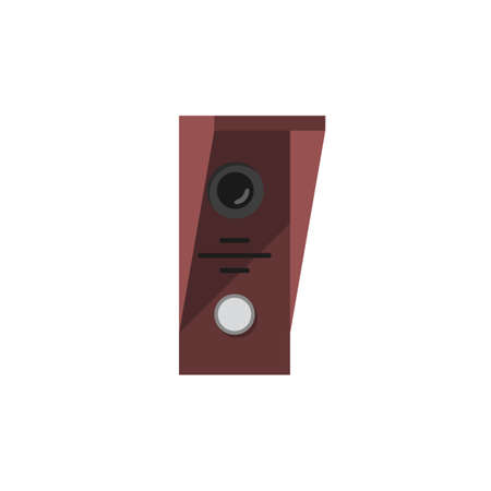 Intercom home security system entrance panel flat vector illustration isolated.