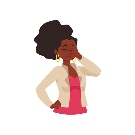 Woman feeling confused with sudden fail, flat vector illustration isolated.のイラスト素材