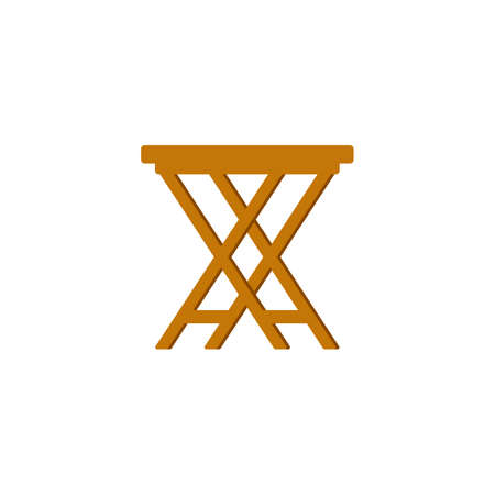 Backless wooden chair in flat vector illustration isolated on white background.のイラスト素材