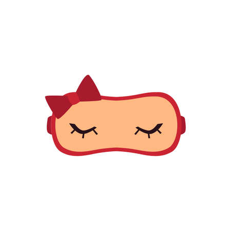 Sleeping mask with closed eyes with lashes, flat vector illustration isolated.のイラスト素材
