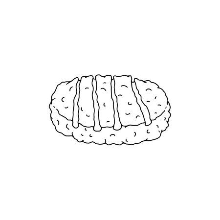 Burger patty minced meat grilled at barbecue, doodle style vector illustrationのイラスト素材