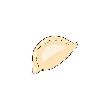 Half-moon shape dumpling or vareniki dish, vector illustration isolated.のイラスト素材