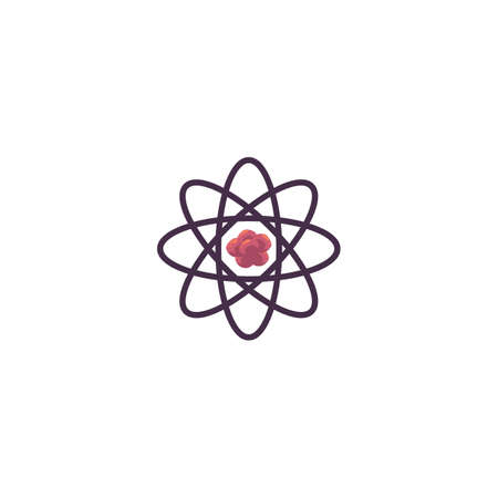 Sign or symbol of atom structure simple cartoon vector illustration isolated.