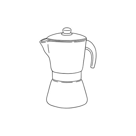 Moka coffee pot or maker hand drawn sketch style vector illustration isolated.のイラスト素材