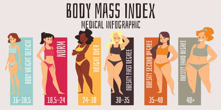 Body weight or medical bmi index infographic flat vector illustration.のイラスト素材